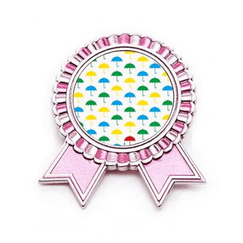 Broche parapluie nuage rose Winner Award Medal M, cadeau idéal en métal