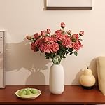 KOMOREBI 9 Pcs Artificial Flowers,Fake Flowers for Decoration Silk Roses for Home Party Decoration,Roses for Wedding Baby Shower,Party,Home Decorations(Pink)
