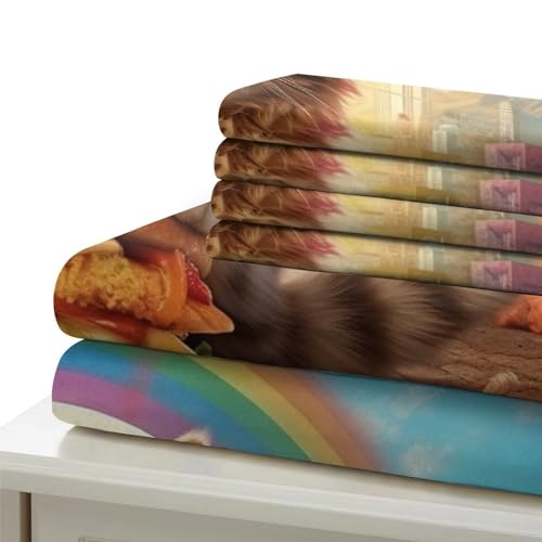 Funda nórdica de gato arcoíris 200x200 cm en microfibra con 2 fundas de almohada 7