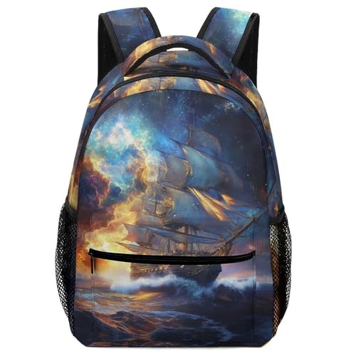 XKASKDFKE Fantasy Sailboat Children's Backpack with Safety Whistle