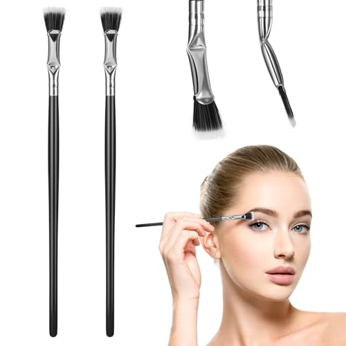 Folding Angle Eyelash Brush, Soft Polyester Eyelash Separator Tool 2 Pcs Reusable Fan Shaped Mascara Brush for Upper Lower Eye Lash Makeup Cosmetic Tools