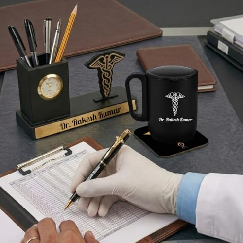 Image of Giftana Personalized 4-in-1 Doctor Desk Organizer Set (Black)
