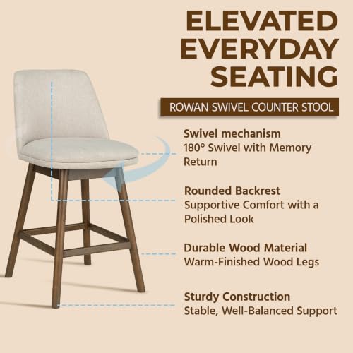 Image of ROME + OAK Rowan 26 Inch Swivel Counter Height Stool, Walnut Finish