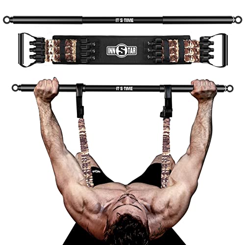 Innstar Adjustable Bench Press Band With Bar, Upgraded Push Up Resistance Bands, Portable Chest Builder Workout Equipment, Arm Expander For Home Workout,Gym,Fitness,Travel (Camo Brown-160Lb) #TOP5