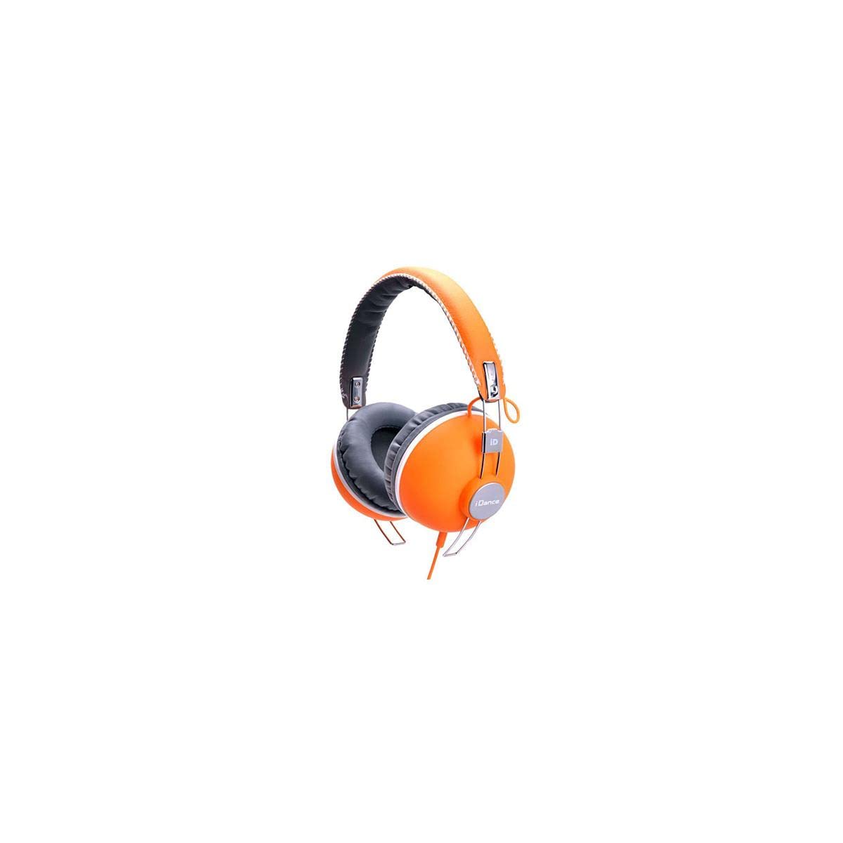iDance Full-Sized Wired Over-Ear Headphones - Lightweight & Compact Overhead Band Headphones for iPhone/iPad/iPod/Tablet/Android Built-in Mic w/ Durable Aluminum Brackets Orange - HIPSTER704