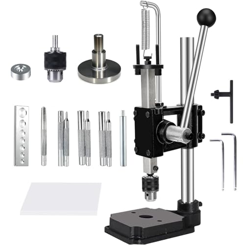 Leather Press Machine Hole Puncher Hand Punching Machine with 4cm Round Press Plate 11pcs Punch Tool Include Rivet Setter Snap kit Tool for DIY Craft Punching Cutting Install Rivets and Snap Buttons