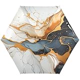 LINNIKEEEE Mármol Blanco Marfil Art Paraguas Pequeño y Ligero,Paraguas Compactos Plegables Prueba de Viento para Niños Niñas