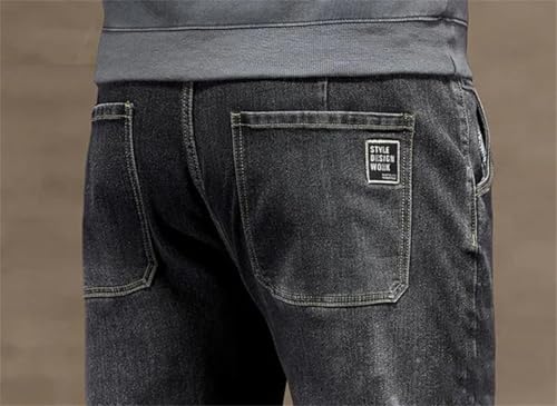 Men Plus Size Jeans Loose Straight High Elasticity Father Trousers3