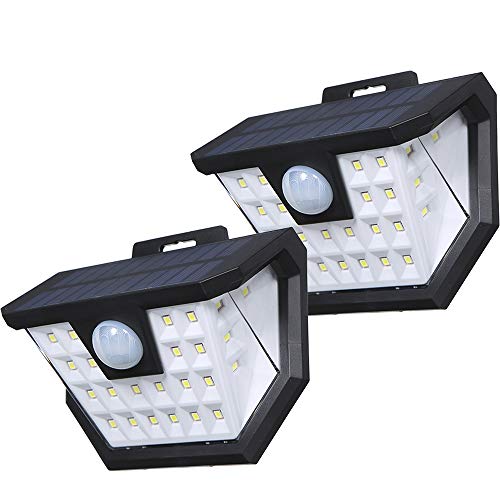 Tomshine Lampe Solaire Extérieur, 2 Pack 28 LED Éclairage Solaire avec Détecteur de Mouvement 180 °, Étanche IP65, 270° d'Illumination Lumière Solaire Spot Solaire Sans Fil pour Jardin