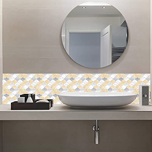 Nanxson 25-Sheet Peel And Stick Tile For Kitchen Backsplash, 6"X6" Self-Adhesive Decorative Wall Tiles For Bathroom, Bedroom (Yellow White-03) #TOP6