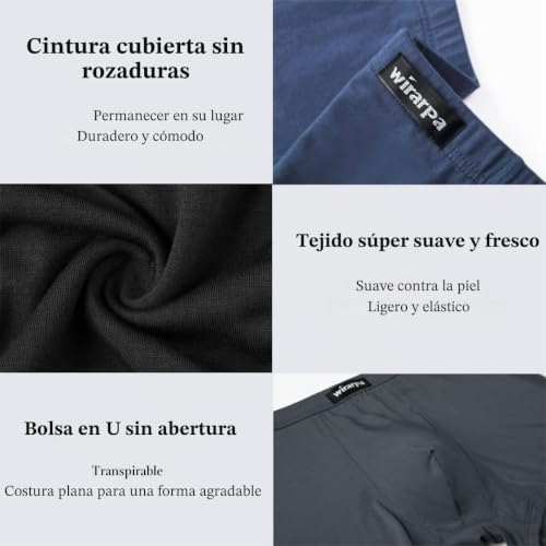 Bóxers hombre microfibra wirarpa pack de 4 calzoncillos multicolor de corte trunk cómodo 5