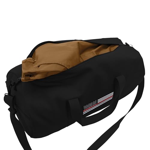 Rothco Thin Red Line Canvas Shoulder Duffle Bag – Patriotic Sports Gym Travel Duffel3