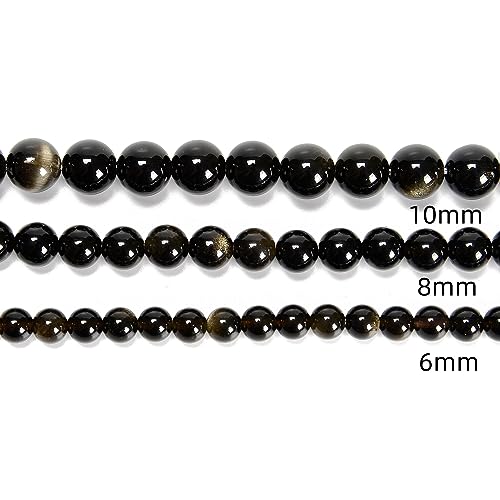 Perles en obsidienne dorée 6mm pour fabriquer vos bracelets bien-être - 6