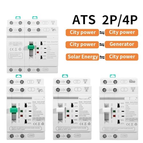 Interruptor Selector Eléctrico de Potencia Ininterrumpida ATS de 4 Polos para Cuadros de 220V 2