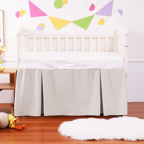Image of Crib Bed Skirt Dust Ruffle 100% Cotton - Natural, Soft, Breathable for Baby's Delicate Skin, Nursery Toddler Crib Bed Skirt for Baby Boys Girls, Fits Standard Cribs 28 inch x 52 inch with 14 inch Drop