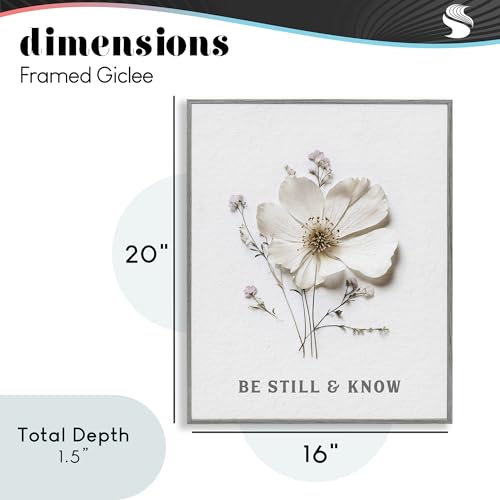 Impression giclée fleurs pressées Stupell cadre haut de gamme gris