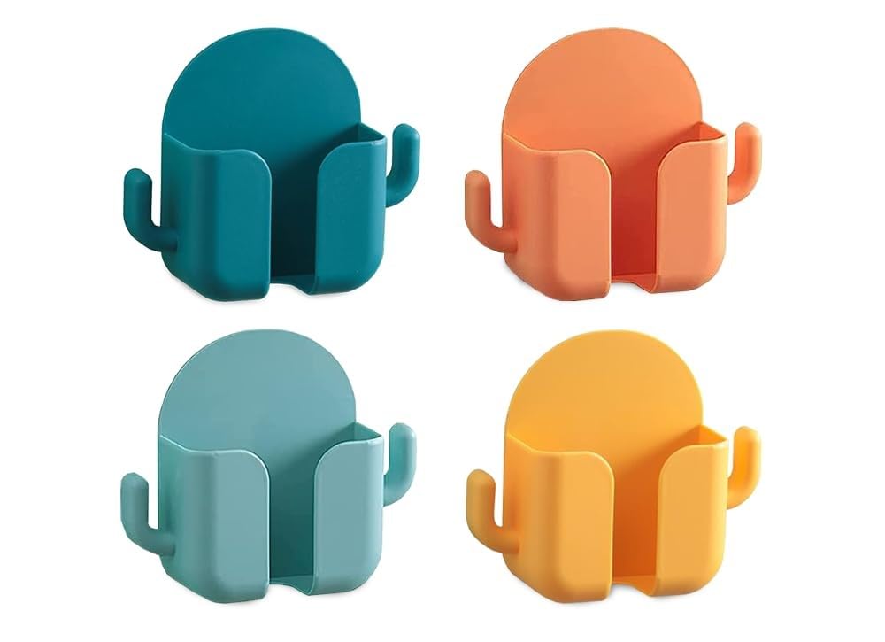 FreshDcart Self-Adhesive Phone Charging Stand Wall Mount Mobile Holder with 2 Hook Mobile Phone Charger, Phone Holder for Bedroom Kitchen Office (Random Color Pack Of 4) (B096886SJT) Amazon Price History, Amazon Price Tracker
