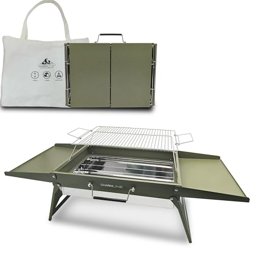 Charmline 51 x 35 cm - Barbecue au charbon de bois pliable et portable - Compact et portable - Pour l'extérieur, le camping, les pique-niques, les jardins et les fêtes...