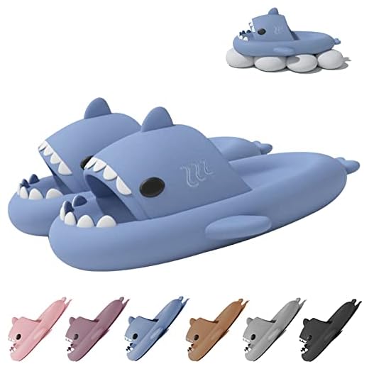 Somic Tiburón Zapatilla Mujer Hombr baño Casa Ducha Unisex Suela Gruesa Antideslizantes Playa Piscina Jardín Slippers Azul 41/42EU