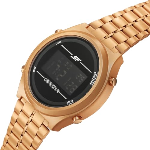 Image of Sonata SF Cirqle Quartz Black Colour Round Dial Men's Digital Watch | Stainless Steel Strap Material | Water Resistant Watch - 77162PM04W