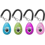HoAoOo Pet Training Clicker with Wrist Strap - Dog Training Clickers for Puppy, Cat, Potty, Bird, Horse, Pet, Trainer Training Tools, Behavior Aids (Lake Blue + Light Green + Purple + Pink)