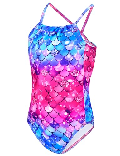 Image of TENVDA Girls Swimsuit Summer Beach Sport Halter Bathing Suits One Piece Swimwear for 2-12 Years Old Kids