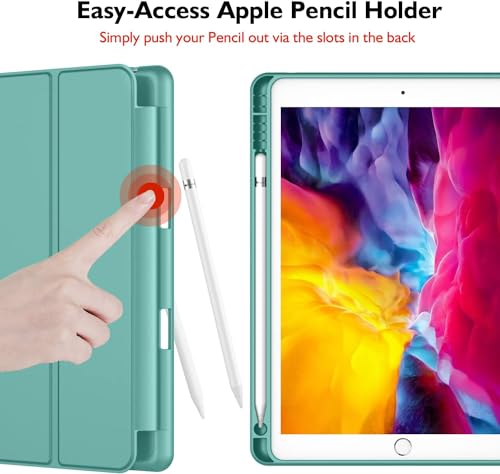 Image of Printme iPad 9.7 Case (2018 /2017 Model, 6th /5th Generation), Smart Cover with Pencil Holder and Soft Baby Skin Silicone Back and Full Body Protection, Auto Wake /Sleep Cover (Forest Green)