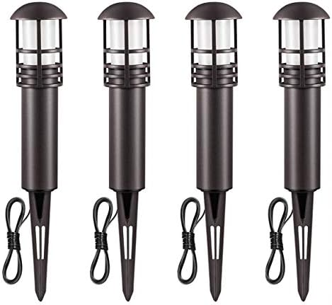 Outdoor Landscape Lighting Low Voltage Garden Landscape Lights Pathway Lights Yard Lights Driveway Lights, Aluminum Construction Waterproof 12V 3W 3000K Warm-Yellow Light（4-Pack）