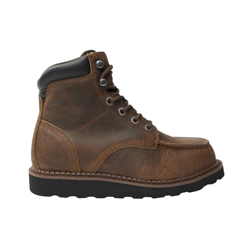 Mens Vintage Wedge Work Boots - ASTM Steel Toe + Lightweight + Shock Absorption + Slip Resistant + 2 Different Insoles