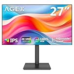 Z-Edge AGEX 27 Inch 4K Monitor UHD 3840x2160 IPS Panel 60Hz, 400cd/m² Brightness, FreeSync, FlickerFree, HDMI x2, DisplayPort x2, Tilt, Swivel, Height Adjustable & Pivot, Black