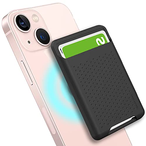 Miimall MagSafe用 カードケース 収納カバー ICカード シリコン製 クレジットカード MagSafe対応 iPhone 12/iPhone13用 交通系ICカード 携帯カード収納 内蔵磁石 スマホカードケース (ブラック)のサムネイル