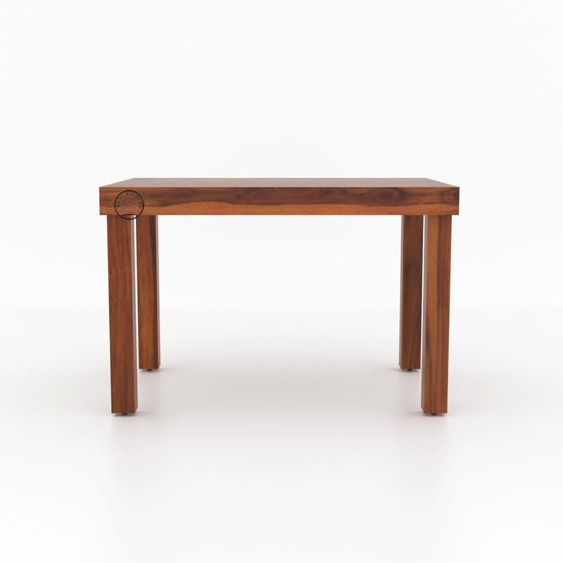 Image of VK Furniture Sheesham Solid Wood 4 Seater Dining Table Set of Four with 4 Print Cushion Cane Chairs for Dinner Hall Kitchen Living Room Home Office Restaurant |L45 X W30 X H30|Honey Finish