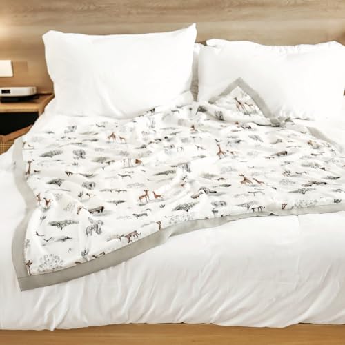 Image of GRSSDER Cotton Muslin Quilt Blanket - Silky Soft and Breathable Kids' Throw Blanket, Oversized Muslin Blankets for Newborns, Toddlers & Kids, 6 Layers Reversible Design for All Seasons, 55 inch x 69 inch