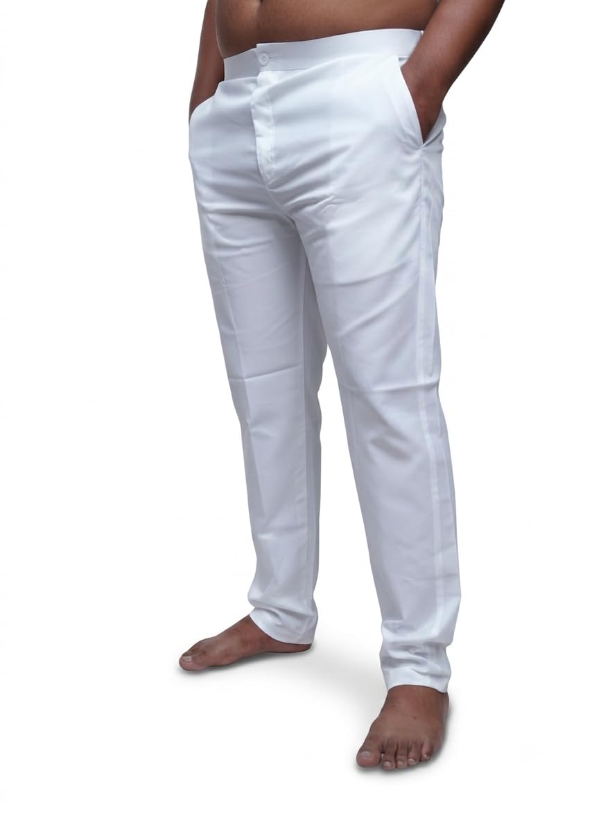 White Men's Cotton Polo Pajama | Half Elastic Regular Fit Lounge & Sleep Wear-picture-51