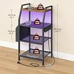 MAHANCRIS 4 Tier AV Media Stand with Power Outlet, LED Stereo Racks with Storage Bag, for Living Room & Studio, Record Player Stand, Speaker, Rustic Brown MSHR01E01