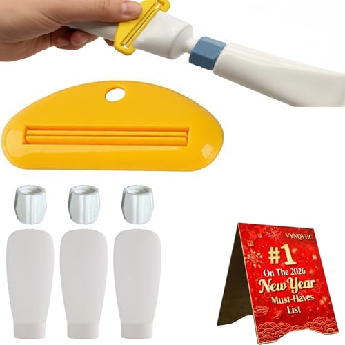 VYNQVHC Toothpaste Refill Adapter Refillable Toothpaste Tubes Travel Kit with Squeezer Travel Tubes Connectors for Transferring Toothpaste to Tubes Portable Travel Packing for Toiletries (1 Set)