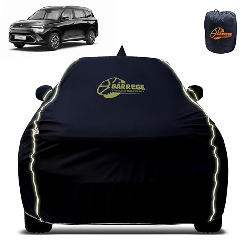 Image of Reflector Waterproof Car Cover for Kia Carens with Mirror & Antenna Pocket | All Weather Protection | Washable Fabric | Black Color