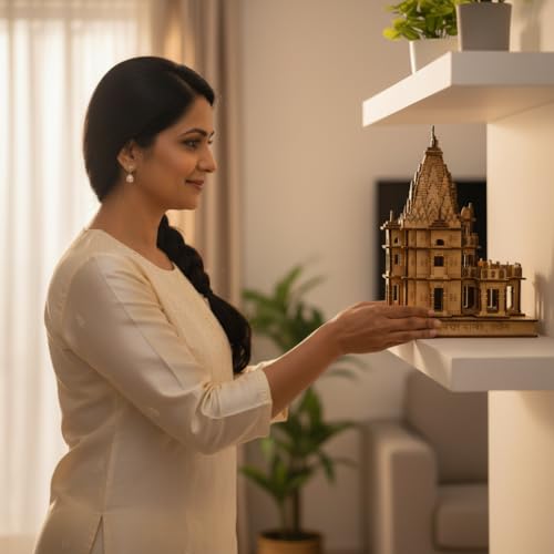 Image of eXme Ujjain Mahakaleshwar Wooden Temple Model - Idel for House Decor Gift and Sprituality Pooja Mandir, Office and Shop