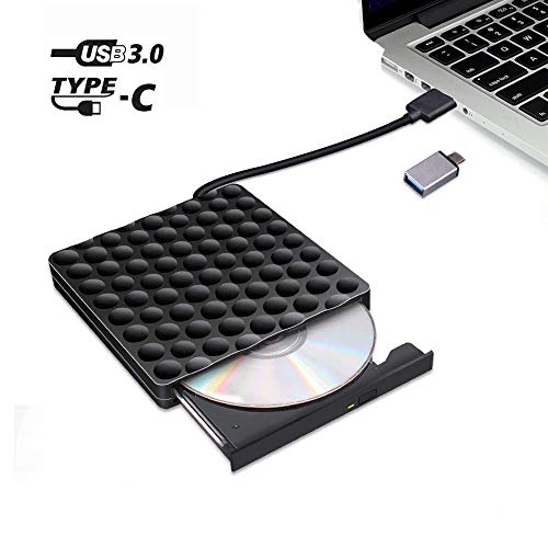 External CD DVD Drive, Portable High-Speed Data Transfer Type C and USB 3.0