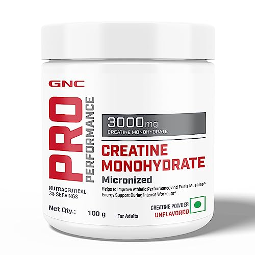 GNC Pro Performance Creatine Monohydrate | 100 Gm | 33 Servings | Boosts Athletic Performance | Micronized & Instantized | Fuels Muscles | Provides Energy Support For Heavy Workout | Unflavoured For Rs. 479 @ 40% off