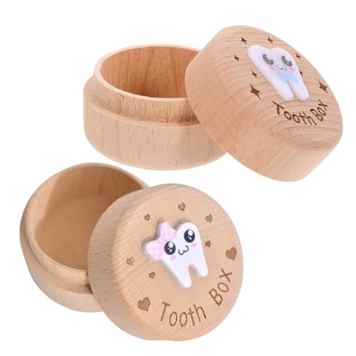 Générique 2 Pièces Boîte à Dents de Lait en Bois,Boite à Dents de Lait pour Stockage des dents,Pour enfants garçons et filles