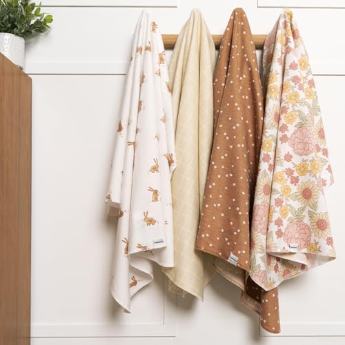 Image of Gerber Unisex Baby 100% Cotton Flannel Receiving Blankets 30x30 Inches (Pack of 16), Retro Floral, One Size