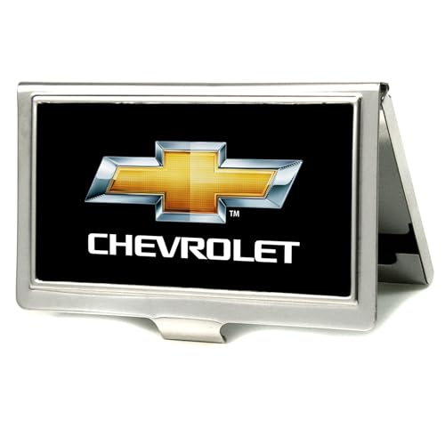 Buckle-Down Business Card Holder - CHEVROLET Bowtie Logo Black/Silver/Gold/White - Small