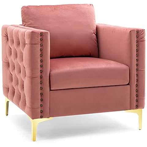 Merax Sillón Relajante de Terciopelo con Cojines y Patas de Metal Cover