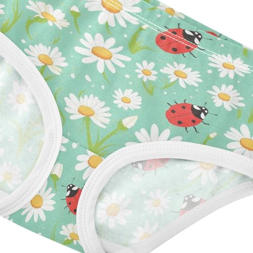 Wusikd Ladybugs Girls' Underwear Cotton Daisies Girls Briefs Soft Toddler Underwear 2T4