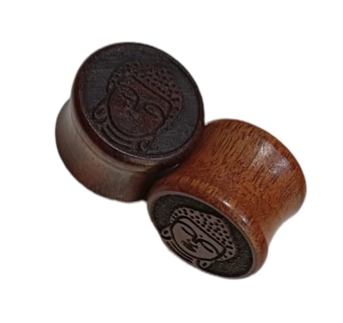 Wooden Alloy Ear Plug Flesh Tunnel Stretcher Ear Picering Elegant Ornaments 14mm,Buddha Brown-image-37