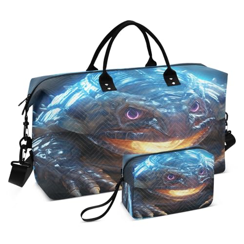Cool Blue Animal Armadillo Sports Swim Gym Bag Weekender Duffel Travel Bags Handbag with Makeup Storage Bag for Girls Men
