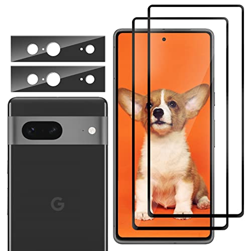 WINCHEO Protector de Pantalla para Google Pixel 7 [2+2 Piezas], Protectora De Cámara, Anti-Scratches, Sin Burbujas Vidrio Templado, Anti Huella Digital, Película Protectora para Google Pixel 7, Negro