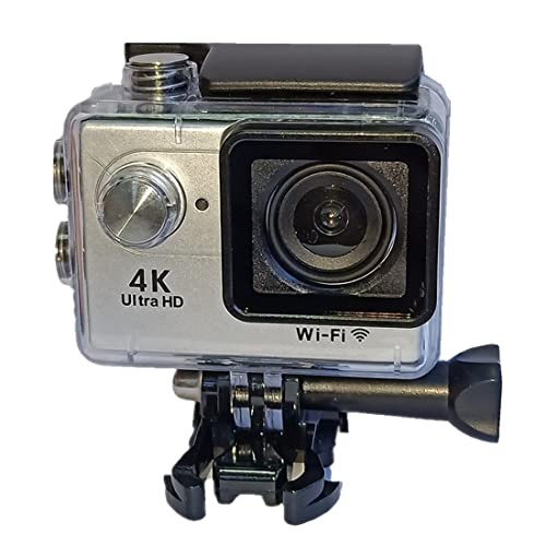 LINXHE Cámara de acción 4K con cámara Web de Pantalla 30M cámara Impermeable Control Remoto Cámara Deportiva con Accesorios de Casco Kit (Color : Silver)