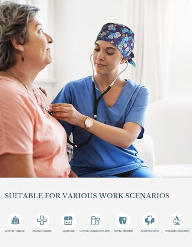 Image of Scrub Caps for Women with Buttons, Classic Surgical Caps